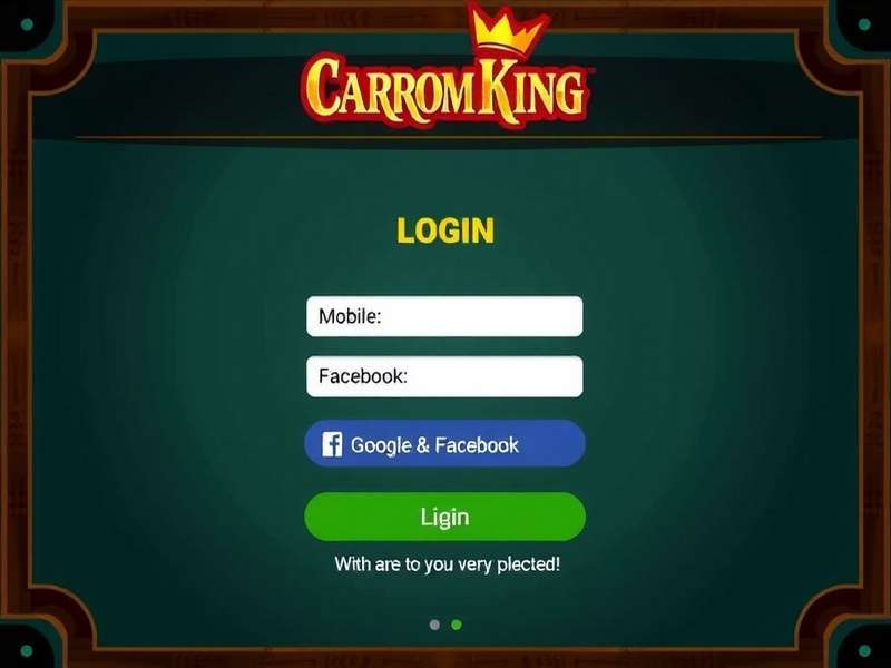 Carrom King Login Screen Showing Mobile, Google, and Facebook Options